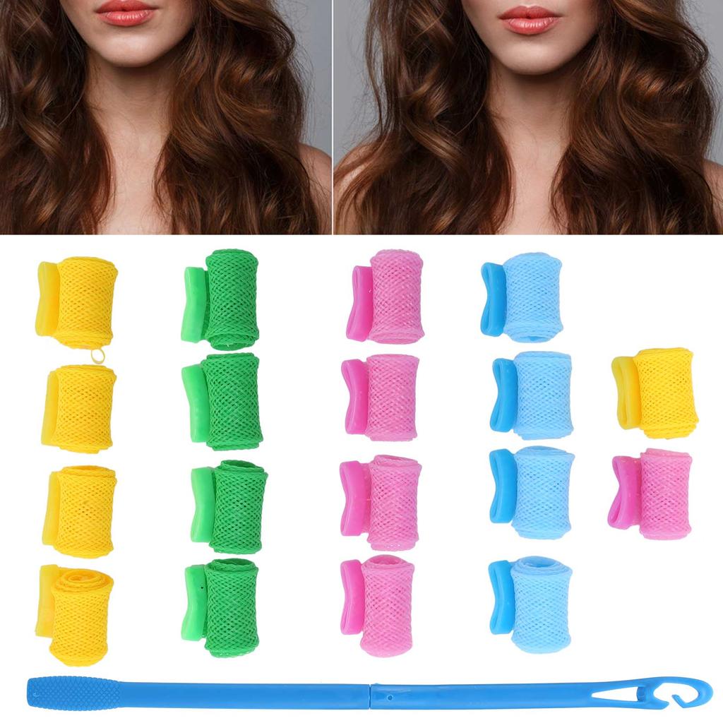 Professional DIY Hair Curlers Rollers Spiral Curls with Hook Handle Hair Styling Tool Set