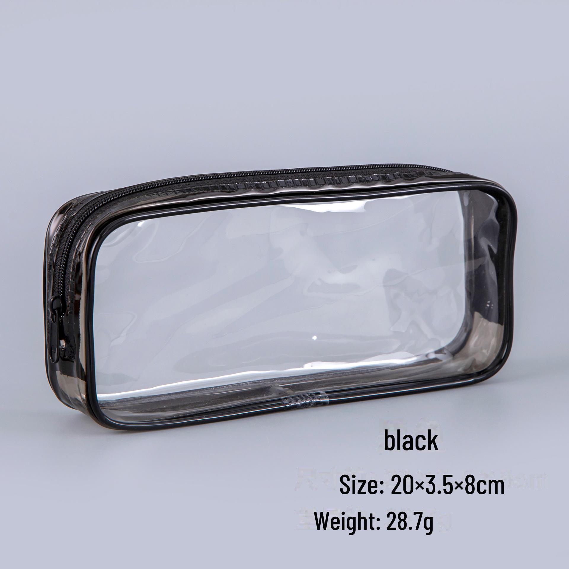 

Креативный прозрачный пенал на молнии - большая вместимость для хранения канцелярских принадлежностей для школьников чёрный