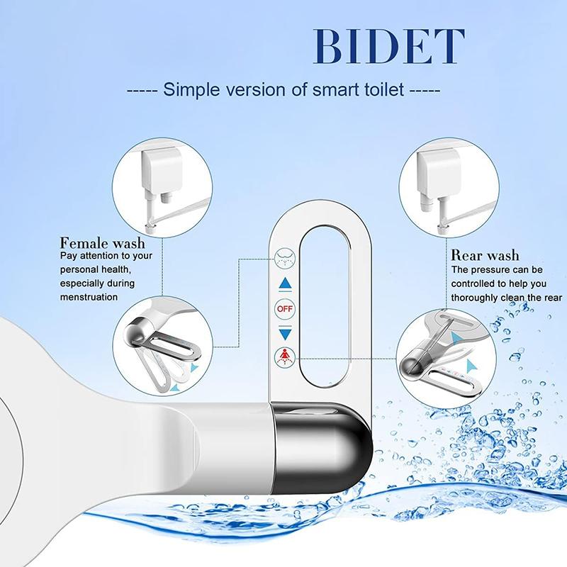 Adjustable Eco-Friendly ABS Hotel Use Fresh Water Spray Non-Electric Ultra-Slim Modern Dual Nozzle WC Bidet Sprayer Toilet
