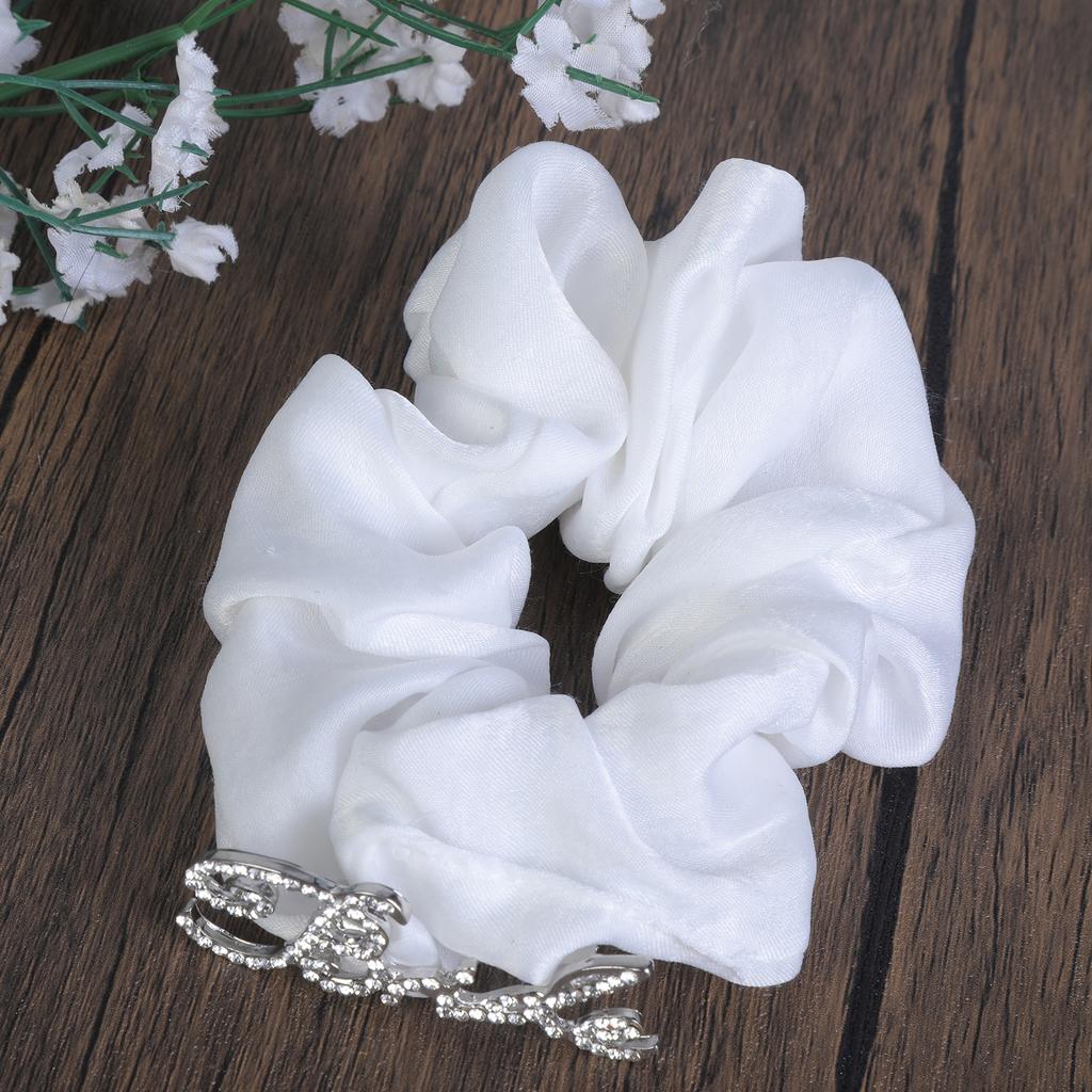 Rhinestone Letter Bride Scrunchies for Updos Hair Elastic Hair Circles Hair Ties Scrunchy Wedding Ceremony Hair Bands