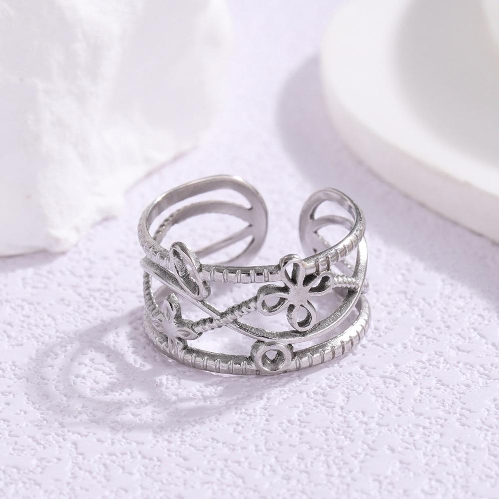 European & American Style Titanium Steel Women s Luxury Adjustable Gold-Plated Ring