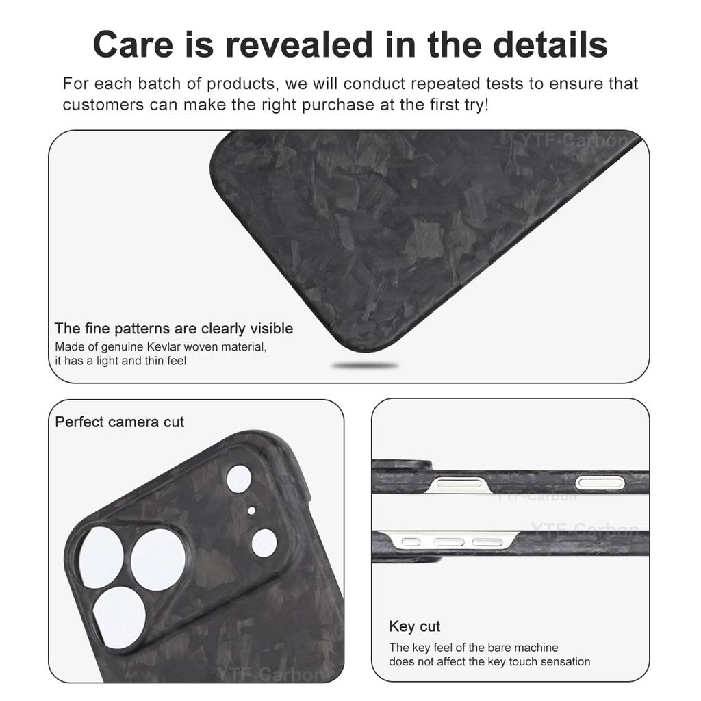 YTF-Carbon Suitable for iPhone 17 Promax Forged Carbon Fiber Phone Case, Apple 17 Pro Ultra-Thin Half Pack Protective Case