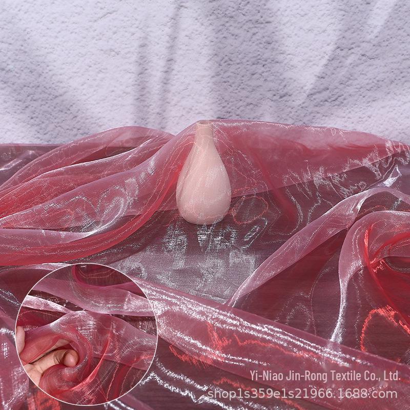 "Farbverlauf Zweifarbiges Organza-Gewebe mit Fantasy-Perlen- & Glasgarn für Kleidung und Röcke"