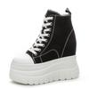 Fashion 12CM Spring New Thick-sole Heightened Waterproof Platform High-top Canvas Shoes Autumn Casual Daily High-heel Women's Shoes
