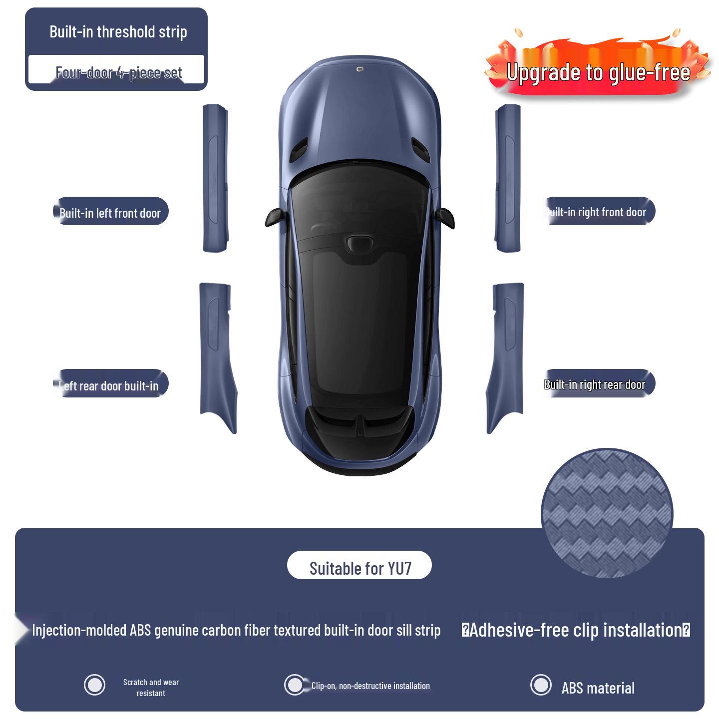 Xiaomi YU7 Adhesive-Free Carbon Fiber Welcome Pedal & Rear Bumper Protector Xiaomi YU7