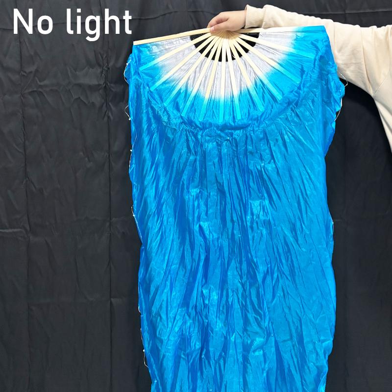 1.5M LED Dance Fan Belly Dance Ballet Fan Women Dance Party Stage Show Props LED Long Silk Fans Glowing Silk Cloth Hand Held Fan