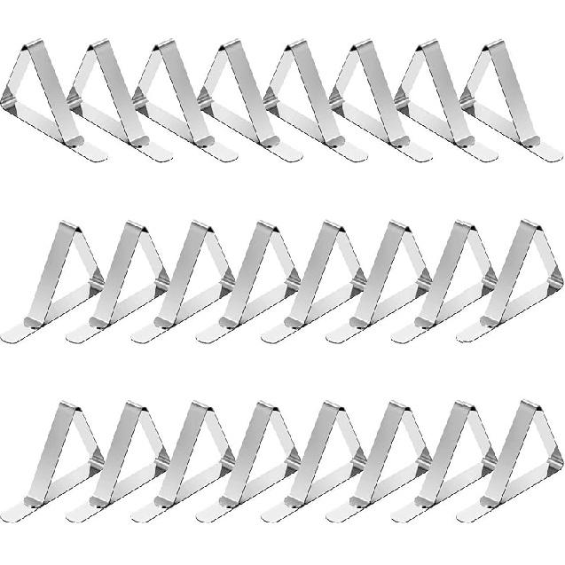 TriPole Tablecloth Clips 32 Pack Picnic Table Clips, Stainless Steel Table Cloth Holder Clips for Outdoor Tables, Metal Tables Cover Skirt Clamps for