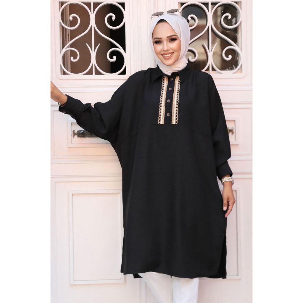 Buttoned Brown Hijab Tunic 663kh