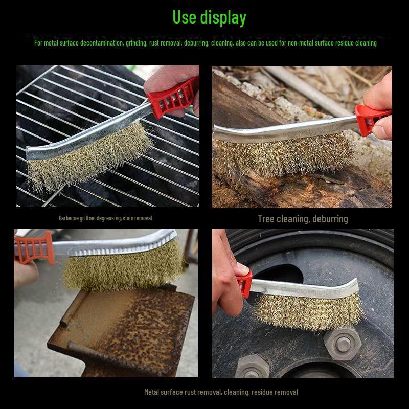 Durable Copper-Plated Wire Brush – Manual Rust Removal Tool with Plastic Handle