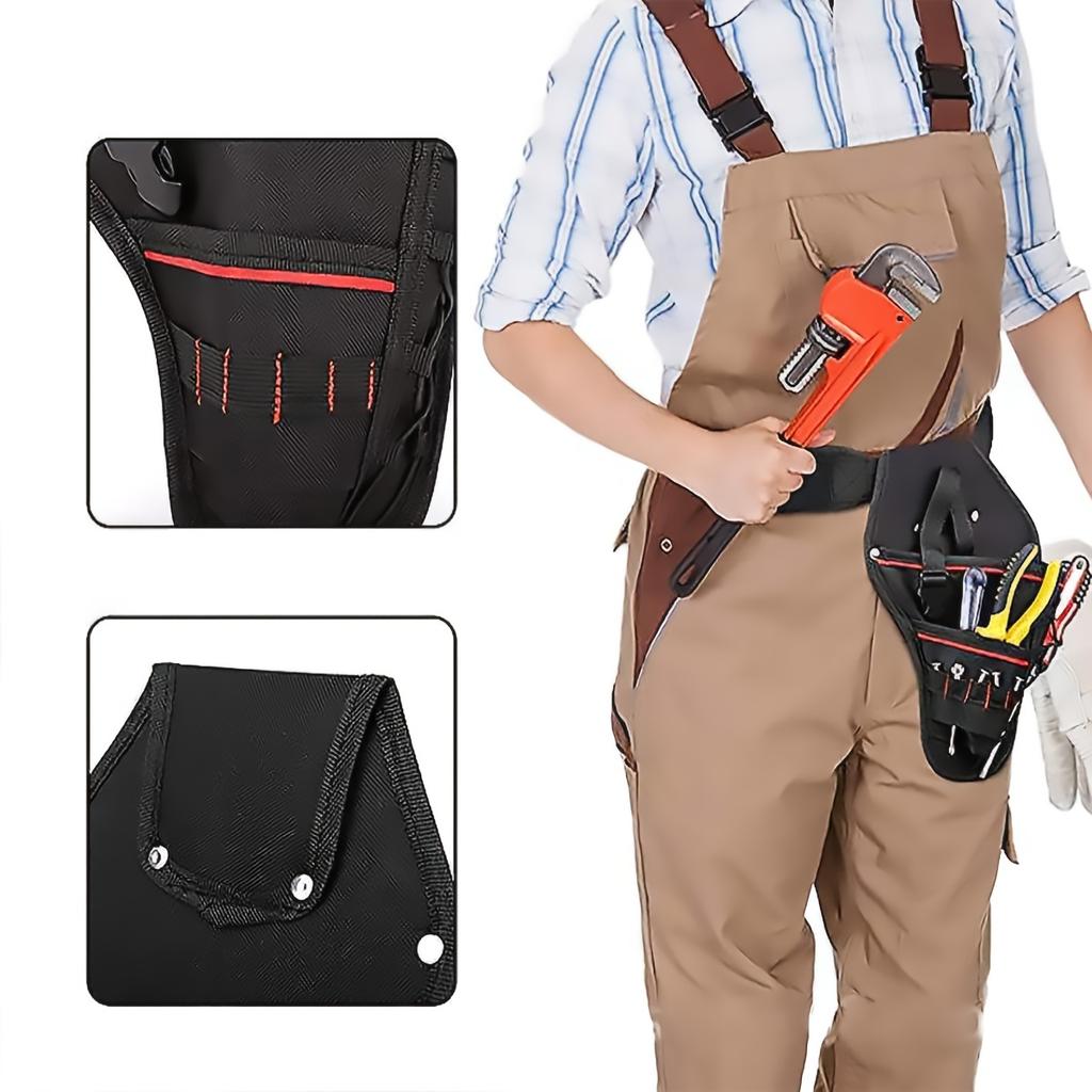 Drill Holster w/Multiple Tool Loops and Angled Design To Evenly Balance Weight On Belt,Portable Multifunctional Toolkit