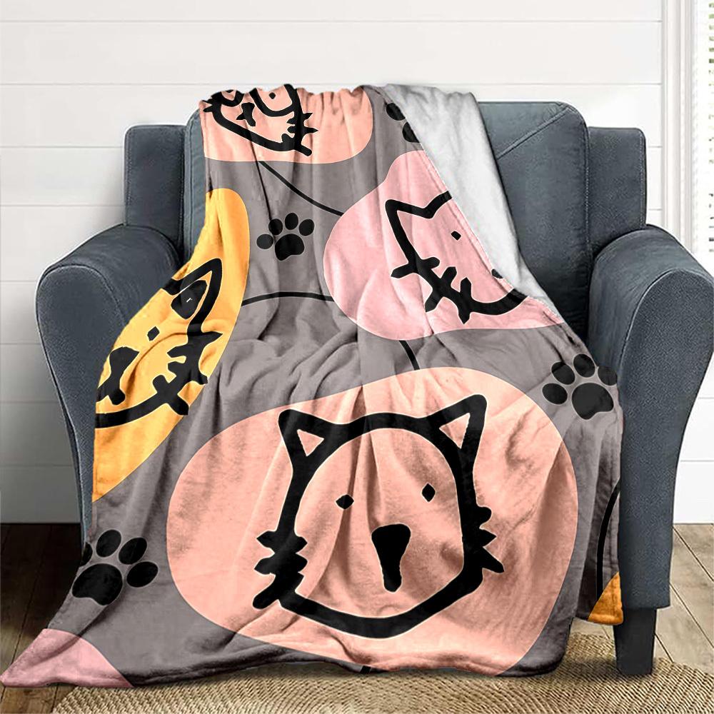 1pc Cat Faces Blanket Warm, Cozy, And Soft, Suitable for Sofas, Beds, Cars, And Office Use.Perfect for Camping And Travel, Making It a Great Gift for