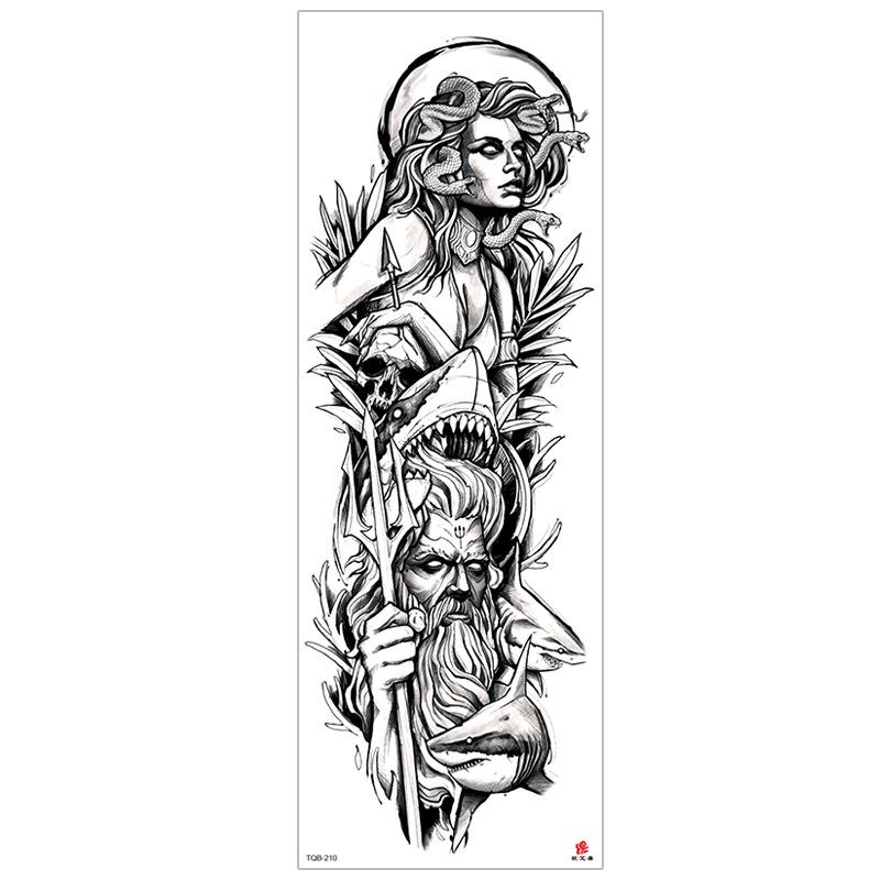 New Waterproof Full Arm Tattoo Stickers – Large Floral & Lion Design, Cross-Style, Hot Selling