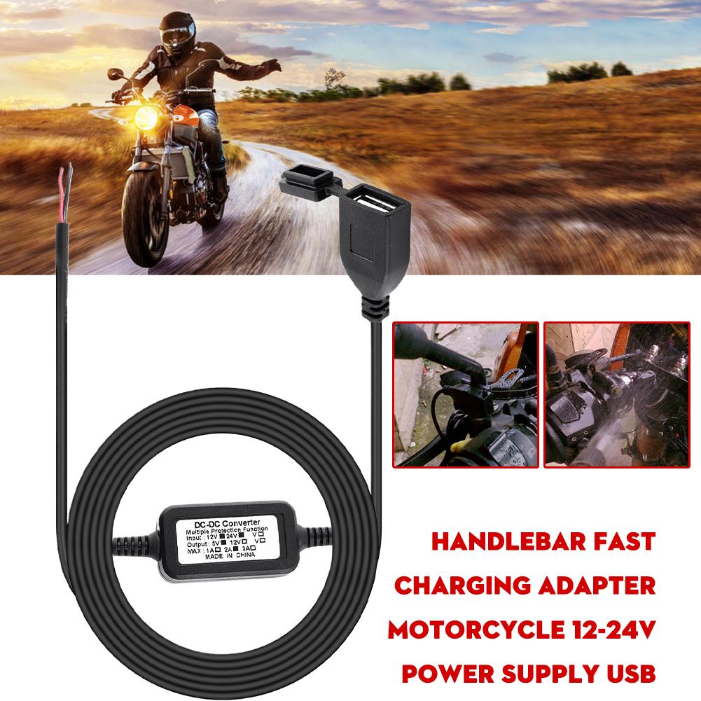 Handlebar Fast Charging Adapter Motorcycle 12-24V Power Supply USB Socket Waterproof Cover Qc3.0 Fast Charge