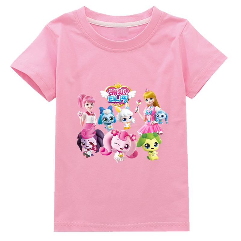 Dětský kostým Kreslená kočka Teenie ping Léto Rychlá móda Dívčí tričko s krátkým rukávem Svrchní oblečení Chlapecké tričko Dětské topy Oblečení