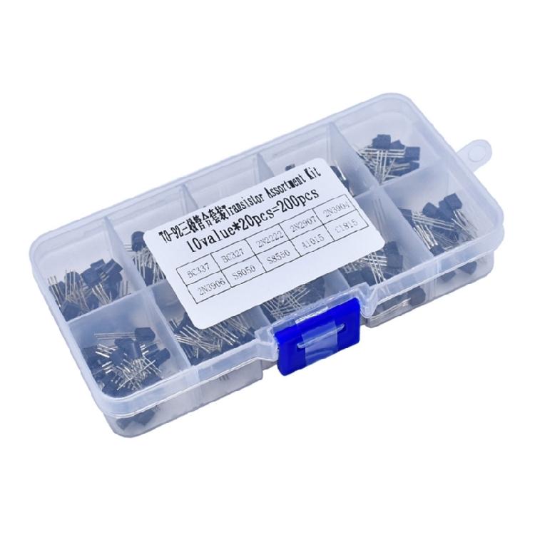 200Pcs 50V 100mA TO-92 Transistors Replacement 10 Value Transistor Assortment Kits 3Pin Transistor for Electronic Repair