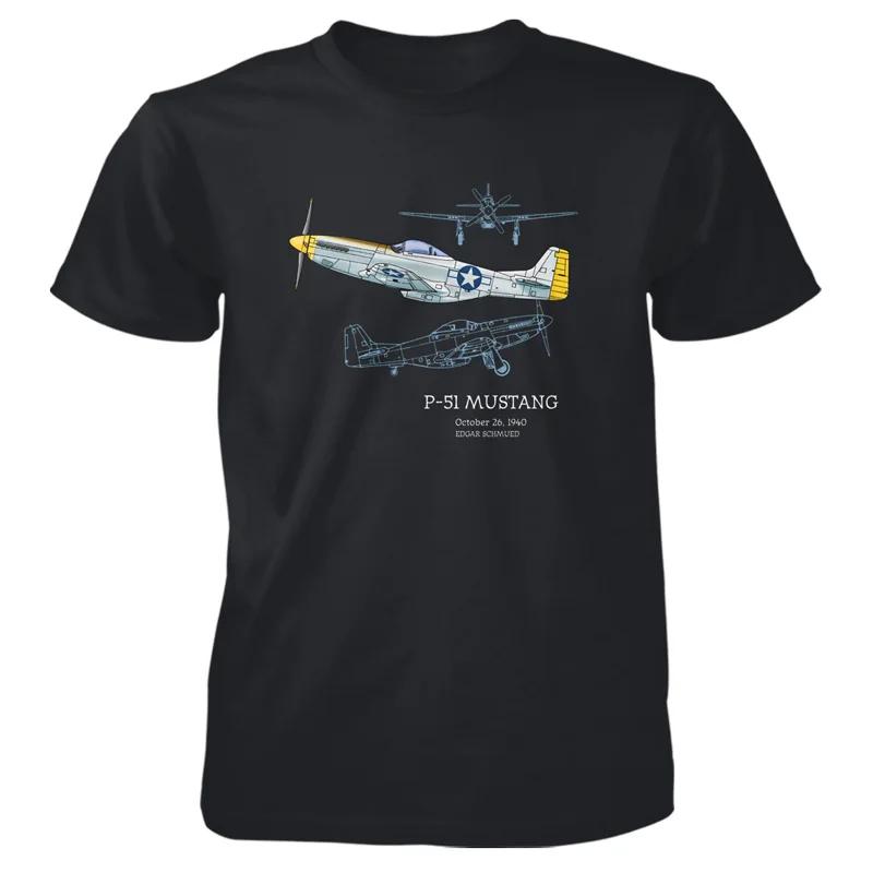 WWII US Air Force P51 Mustang Fighter TShirt Summer Cotton Short Sleeve ONeck Mens T Shirt New S3XL