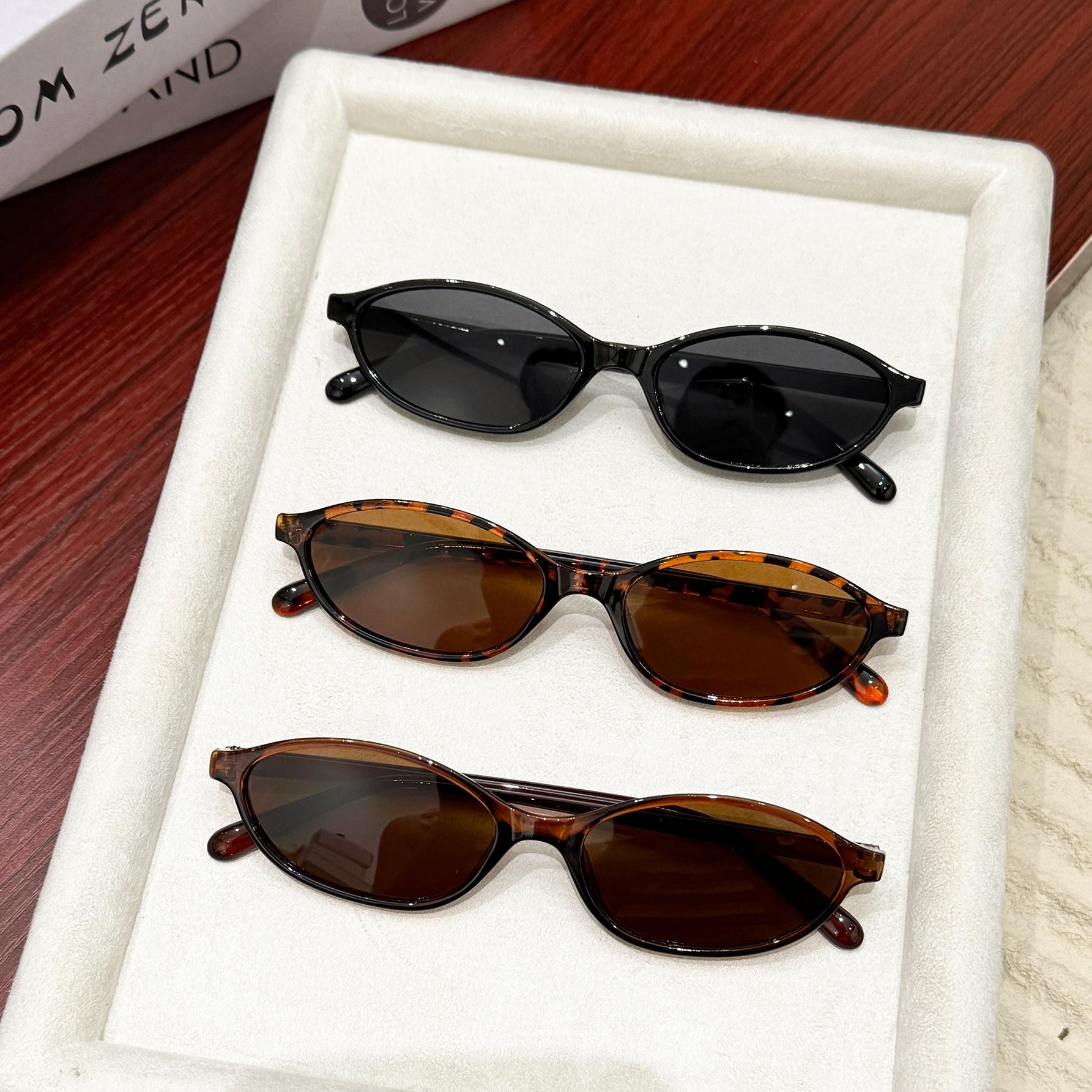 3Pcs Classic Small Oval Frame Oval Anti-Light Glasses for Women, Simple Design, Uv400 Fashionable Glasses, Unisex