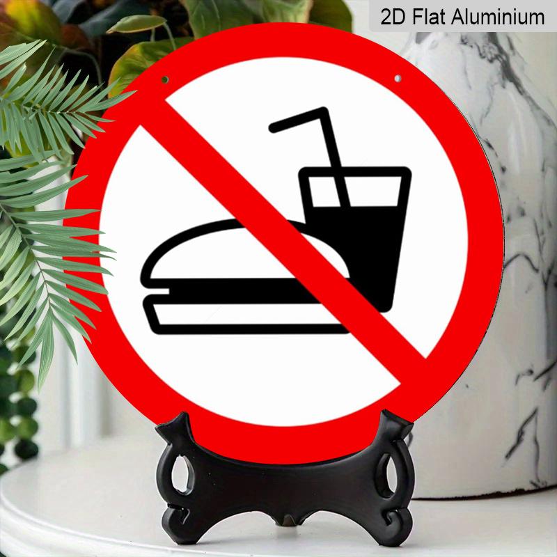 2D Flat 1pc, 8x8 In, Round Aluminum Metal Sign, No Food and Drink Sign Theme Decoration, Suitable for Door Decoration, Wall Decoration, Home, Room