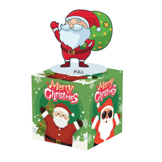 Christmas Money Box for Cash Gift Pull Surprise Money Holder with Snowman/Tree/Santa Card And 50 Pcs Transparent Bags for Home Party Favors