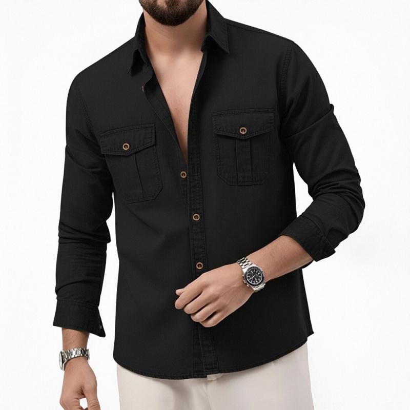 2026 Spring and Autumn Casual Solid Color Simple Shirt Men's Fashion Long Sleeve Jacket