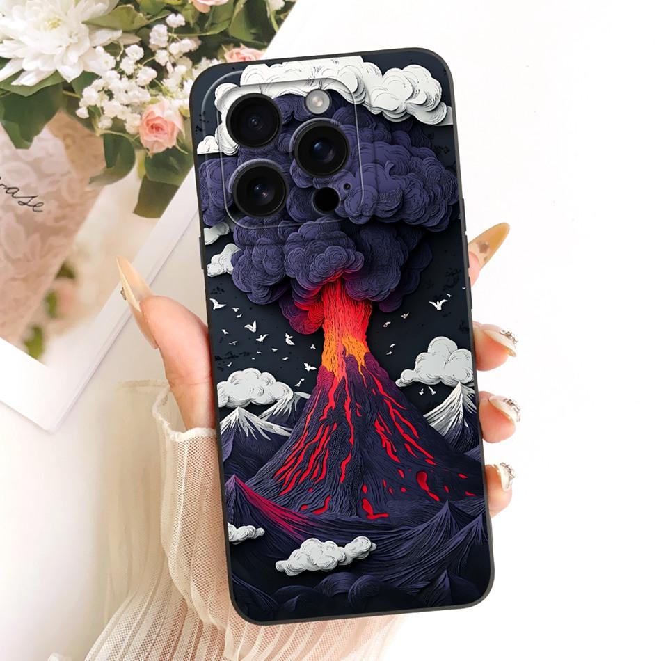 For iPhone 16 Pro Max Fashion Dusk Beach Painting Phone Case For iPhone16 16Pro 16ProMax Soft Silicone Covers Bumpers