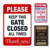 1pc Metal Warning Signs,"Keep Gate Closed And Locked At All Times"Metal Sign,Tin Sign For House, Business, Yard Or Driveway