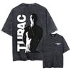 Rapper Tupac 2pac All Eyez On Me Cross Vintage Washed T Shirt Men Hip Hop Fashion Retro Tshirt Mens Casual Oversized Tshirts
