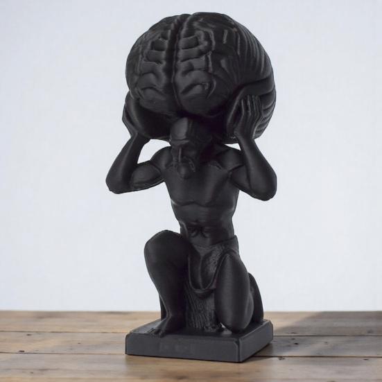 3D-gedruckte Desktop-Figur Kleiner Mann mit Gehirn Skulptur für Wohnzimmer Schlafzimmer Büro Schreibtisch Regal Dekoration