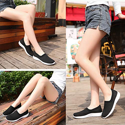 [todaysunny] Women's Slip-On Nurse Shoes, Casual Shoes, Ultra Lightweight, Breathable Walking Shoes, Plus Sizes, Black_2, Size 23.5cm