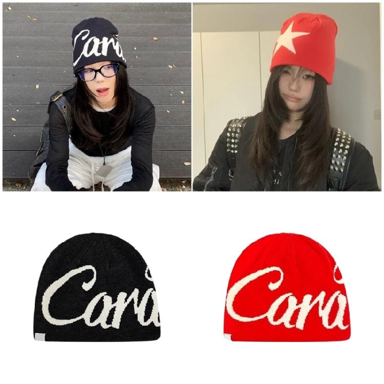 Simple Acrylic Knit Beanies Star Print Stretchable Fit Cap For Men Women Winter Outdoor Sports Warm Unisex