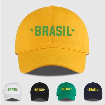 Brasilien Fans BRASIL Aufdruck Weicher Schirm Baseballkappe Unisex Verstellbar Sonnenhut für Fußballfans Vatertagsgeschenk