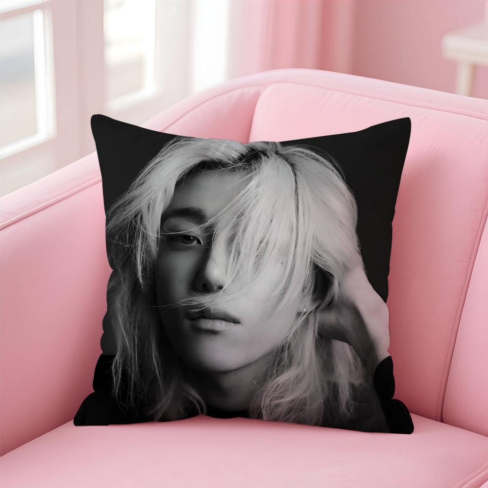 Kpop Style Hot Handsome Singer L-Loren Cushion Cover Pillowcase Short Plush Invisible Zipper Room Sofa Cushion Cover