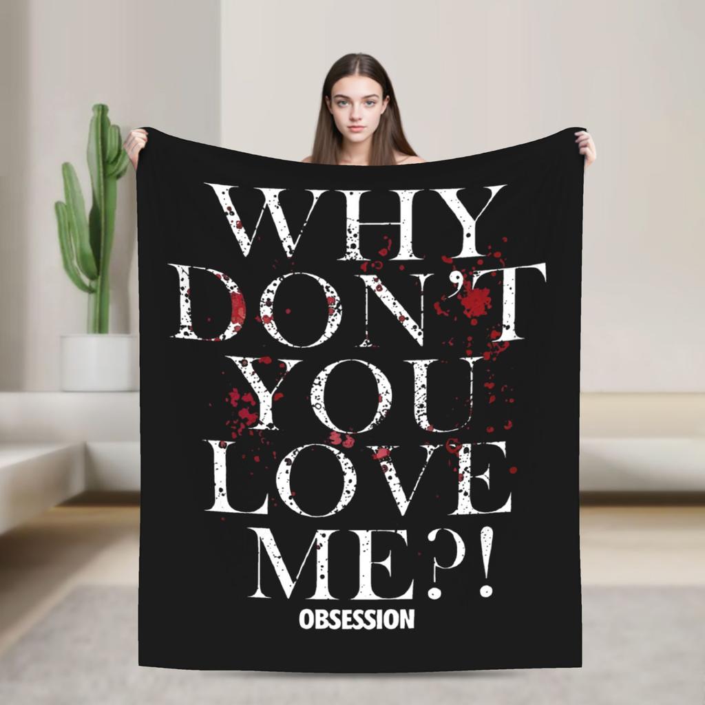 Obsession Bloody Girl Black and White Blanket Warm Plush Throw Blanket For Boy Girl Living Room Flannel Bedspread Bed Cover