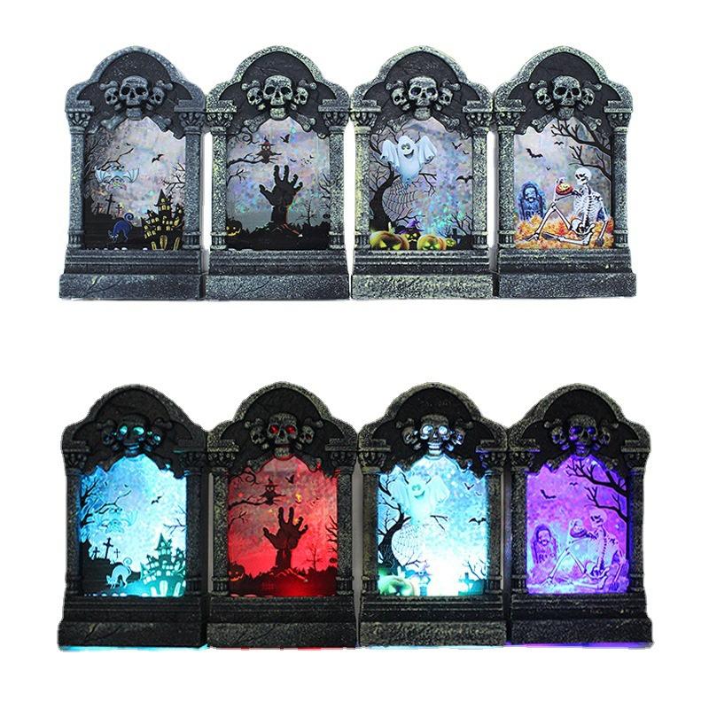 1PC Halloween Festival Tombstone Light LED Colorful Night Lamp Haunted House Bar Decoration Props