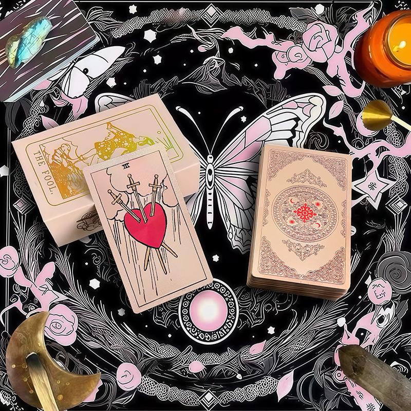 Rose Gold Foil Tarot Cards - Waterproof PVC, High-Quality Print, Board Game Set.