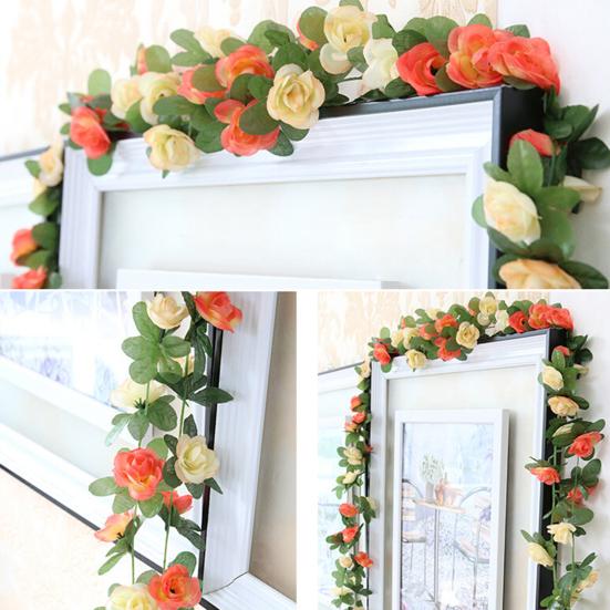 2.5M Artificial Flower Garland Realistic Flower Rattan Vine Wedding Party UV Resistant Faux Hanging Simulation
