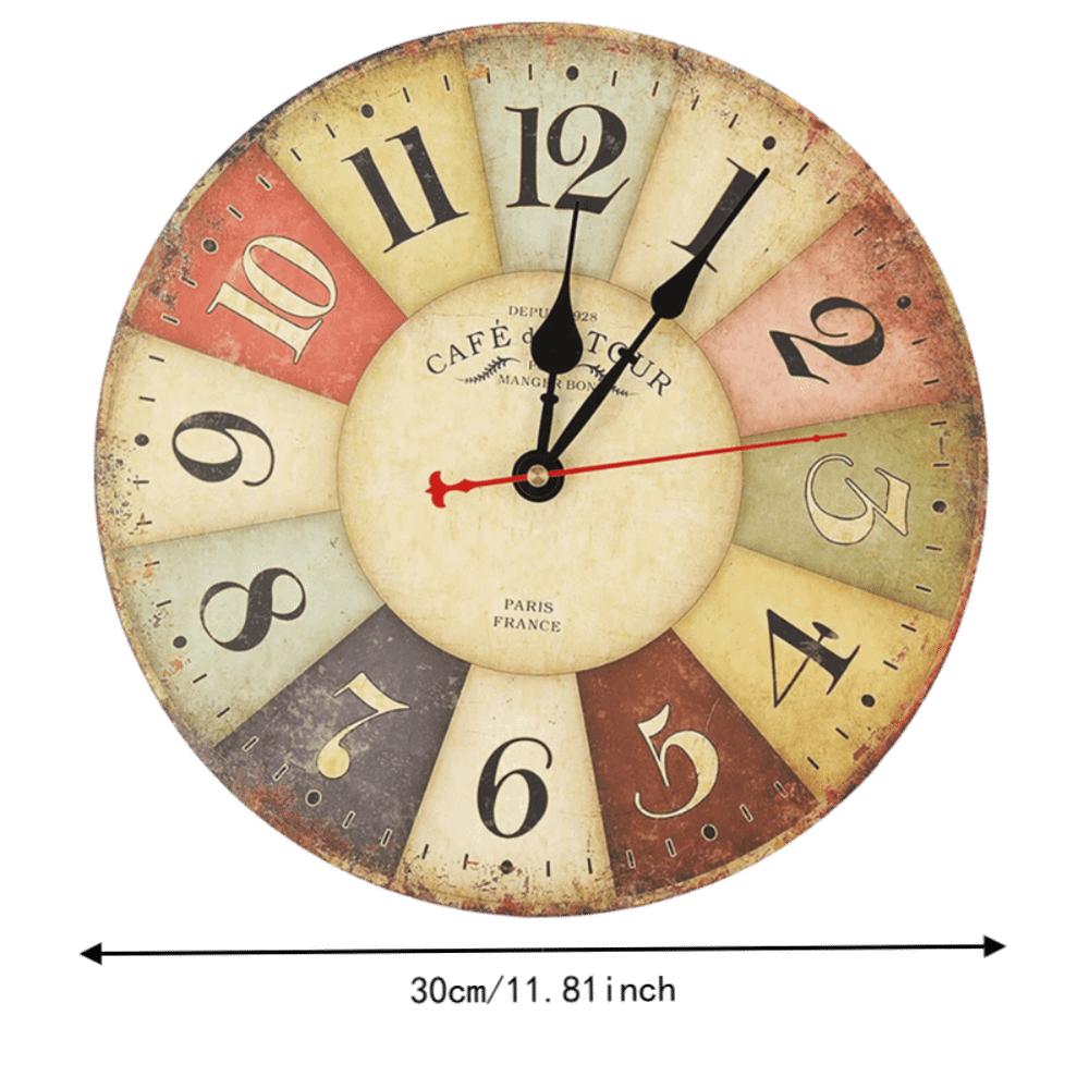 12 Inch Quartz Wall Clock Battery Operated Retro Wall Clock Colorful Wooden Wall Clock For Home