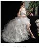 [Hosaku Co., Ltd.] Gorgeous Off-the-Shoulder A-Line Tiered Wedding Dress with Long Train, Elegant Princess Style, Lace-Up, Perfect for Concerts, Recit