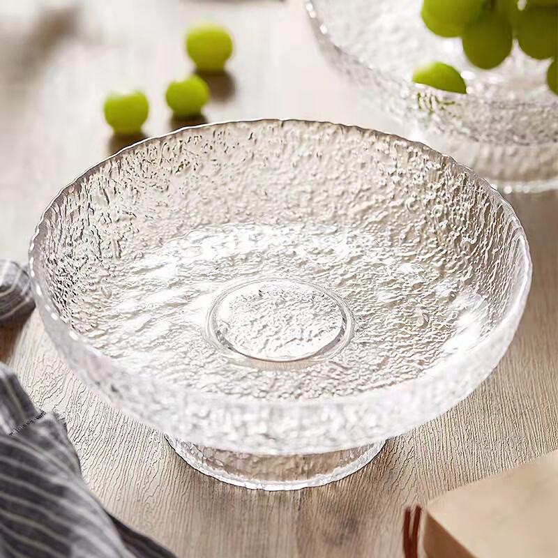 Kaiye Creative Hammered Glass Serving Plate with Gold Rim