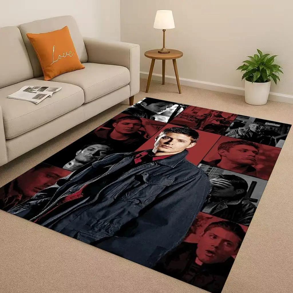 3D Supernatural Sam Dean Winchester TV Living Room Non-Slip Area Rug Soft Carpet for Bedroom Playroom Sofa,Home Decor Doormat