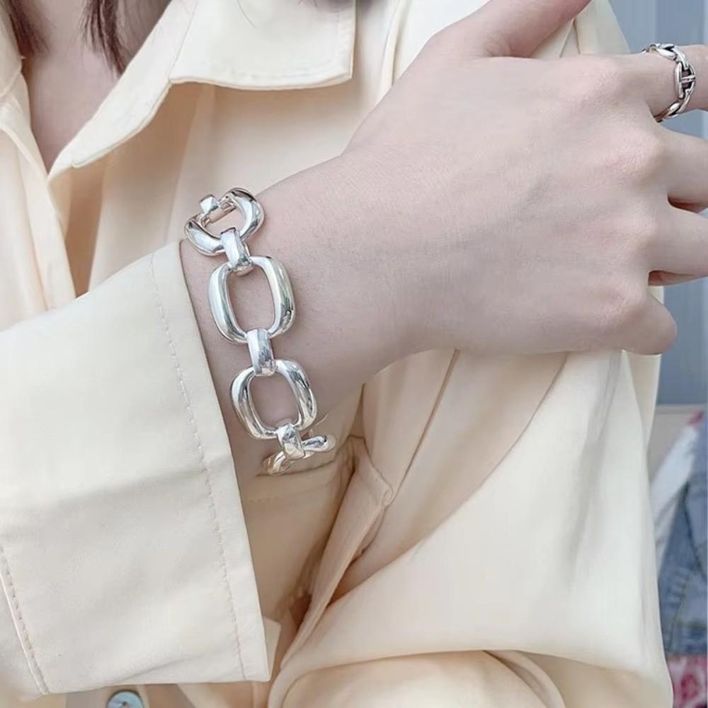 Geometric Hollow Bracelet Chunky Chain Hand Jewelry Fashion Chain Bangle  Women Jewelry