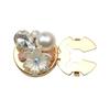 1PC Alloy Pearl Round Shirt Buckle Rhinestone Flower Cufflinksble  for Shirt Dress Decoration
