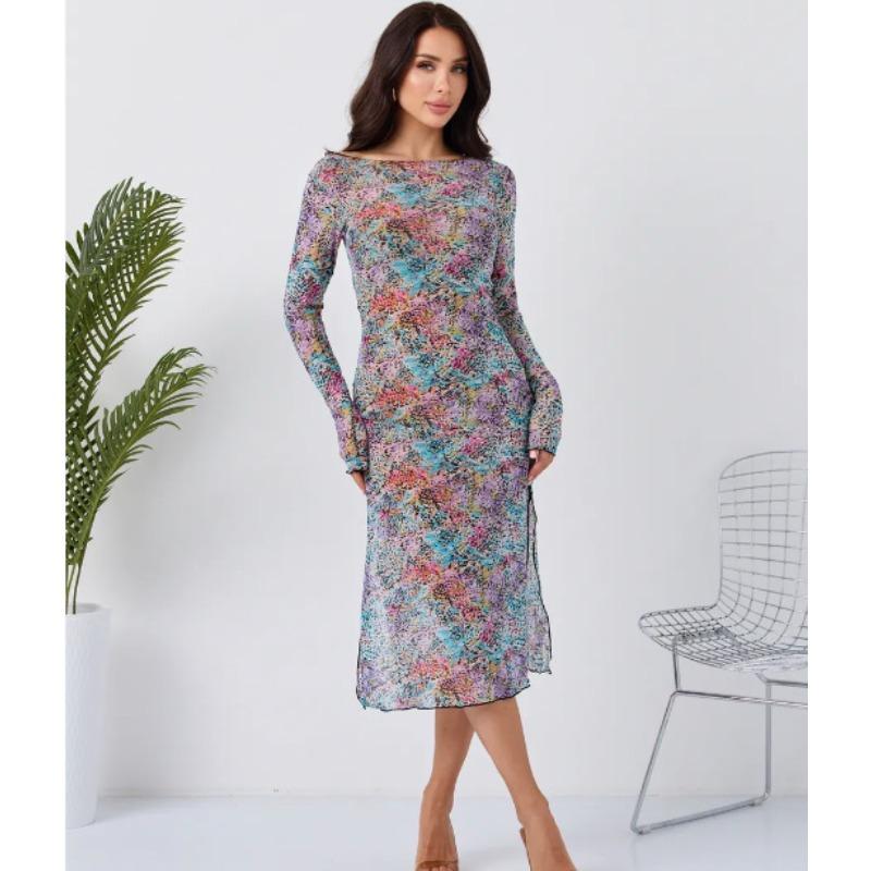 Кружевная сетчатая юбка с пляжным принтом S