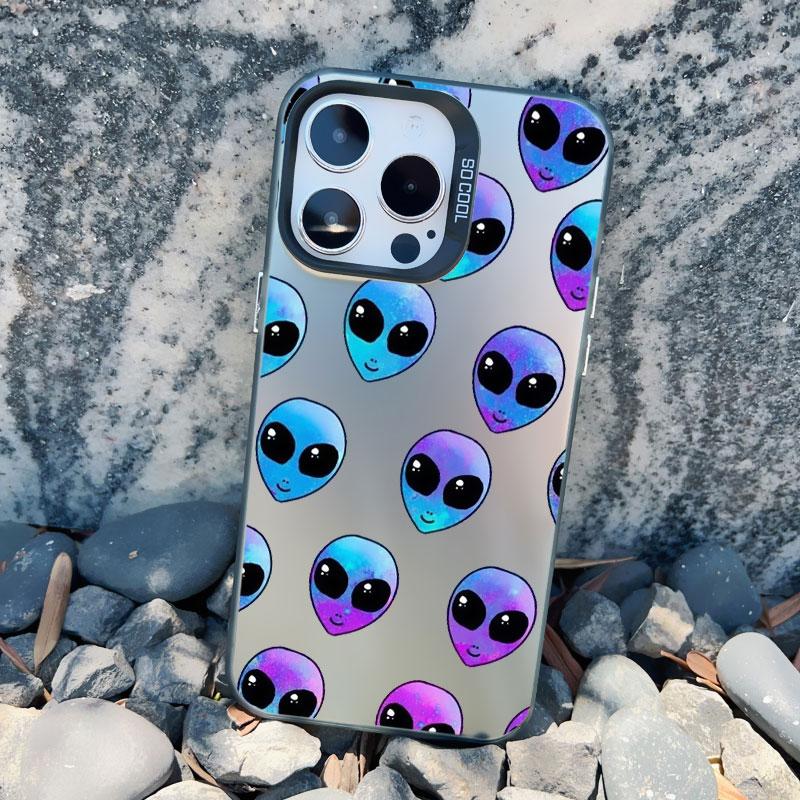 Funny Cartoon Alien Laser Phone Case for iPhone 14 11 Pro Max 16 15 Pro Max 13 12 Mini Pro Max 15 14 Plus Shockproof Cover Funda
