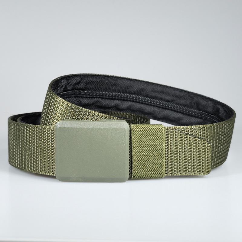 

W012 Мужской тактический ремень из кожи с квадратной пряжкой и потайным карманом для денег для тренировок на открытом воздухе. 120cm