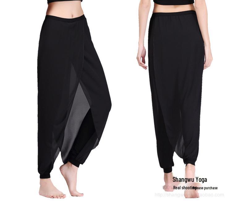 

Женские широкие шифоновые брюки для йоги и танцев - Белые Medium чёрный