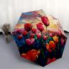 1PC Tulips Sunset Automatic Folding Umbrella, Portable & Foldable Design with 8 Ribs, 32