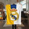 1PC Real Madrid CF Print Flannel Blanket, High Quality All Seasons, Home Decor, Warmth and Comfort, Perfect for Christmas Gifts