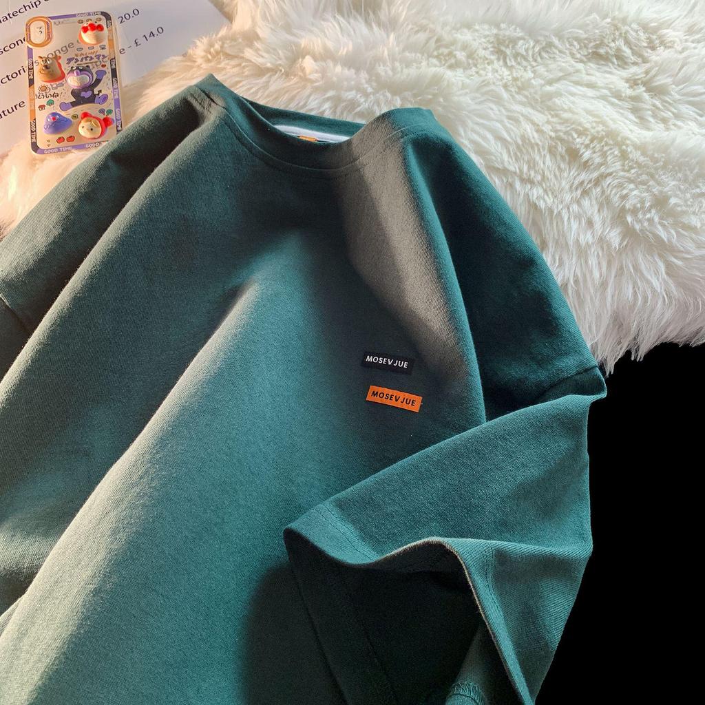 Men's Oversized American Retro Short-Sleeve T-Shirt with Small Collar - Trendy Summer Cotton Style