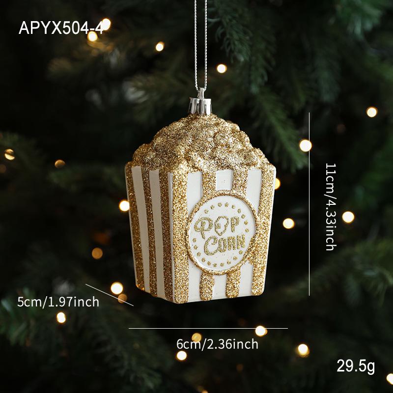 Gold Glitter Cartoon Ornament for Christmas Tree Decoration